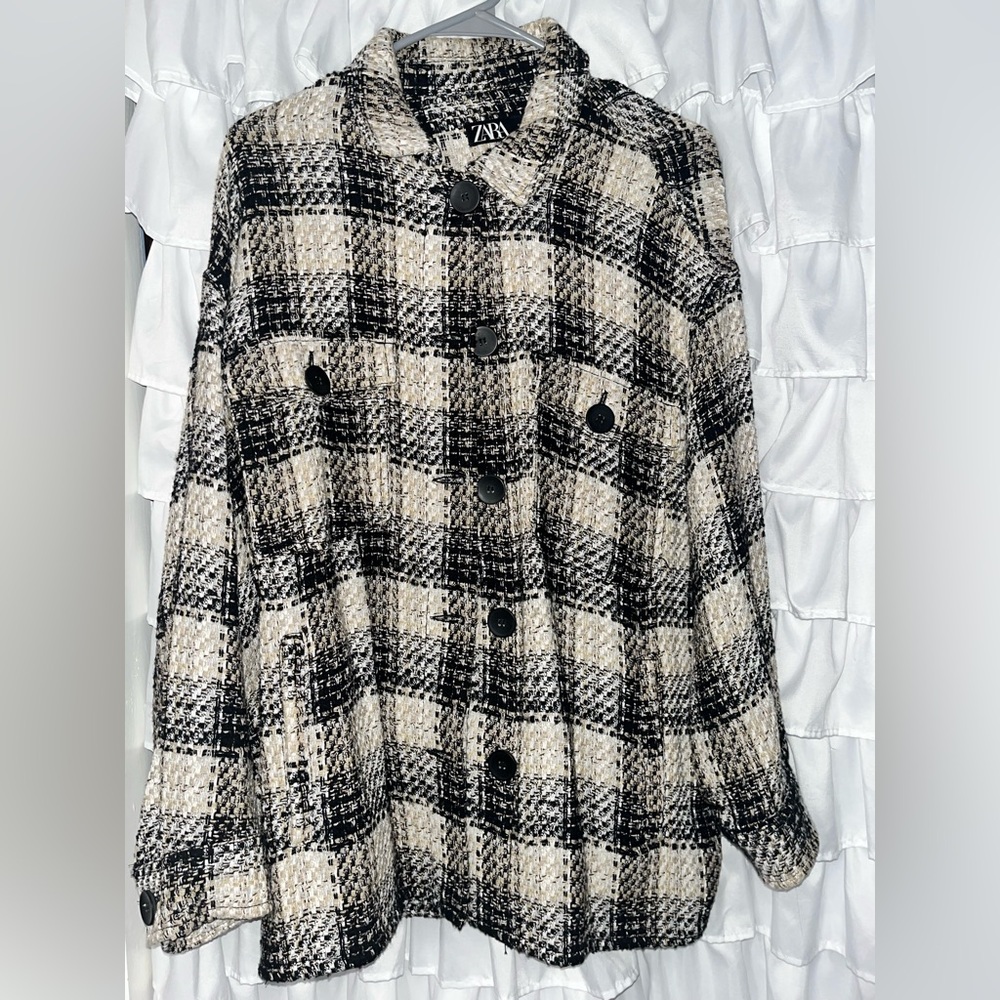 Zara Monochrome Checkered Jacket